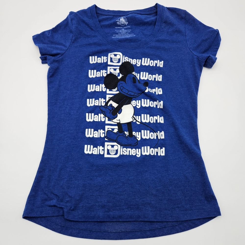 Disney World Mickey Mouse Blue Graphic T Shirt Youth XS‎ Authentic Original